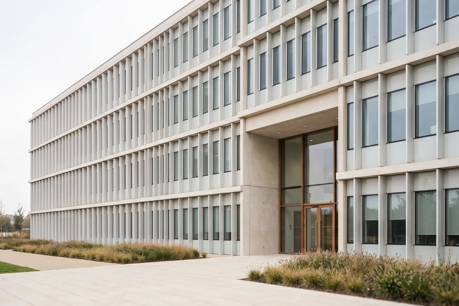 Meridian Life Sciences Campus — laboratory building with vertical solar fins